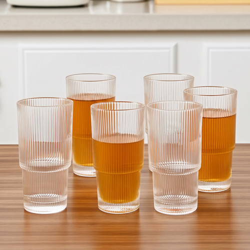 Artisan Fluted Highball Glassware Set of 6