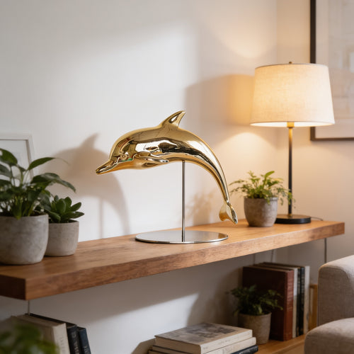 Mariner Metallic Dolphin Sculpture on Stand