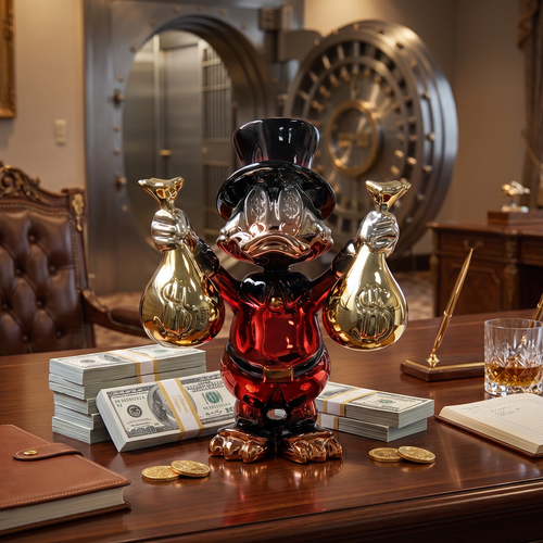 Elegant Fortune Duck Sculpture