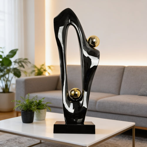 Modern Black & Gold Pinball Sculpture