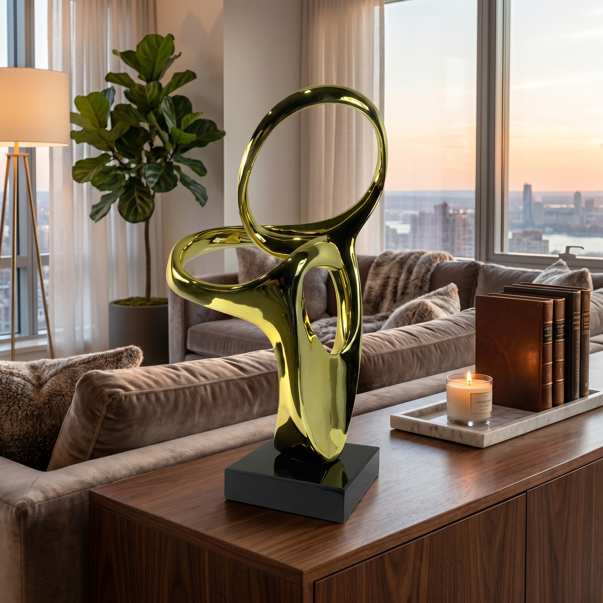Luxury Gold Abstract Art Sculpture