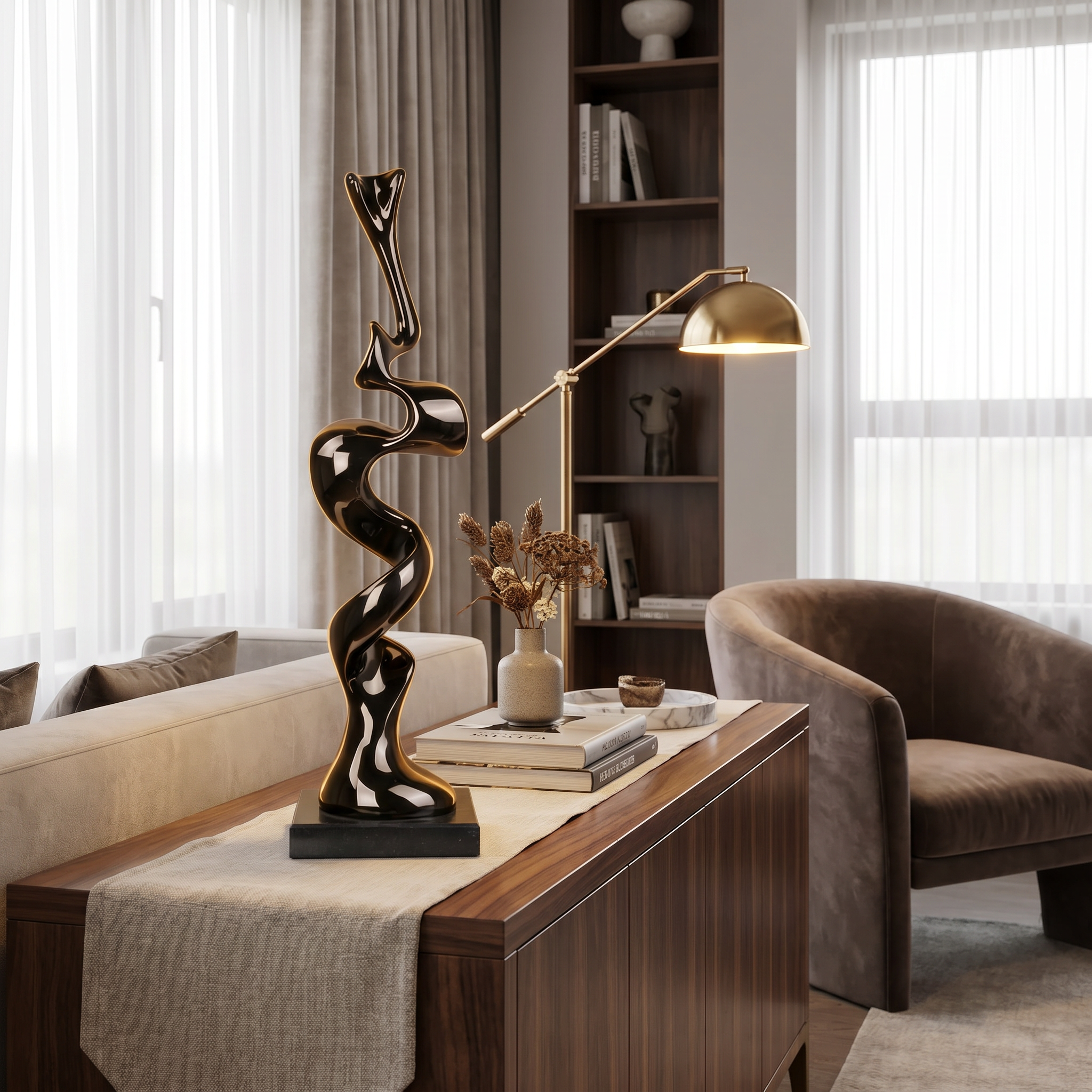 Modern Infinite Flow Ribbon Figurine