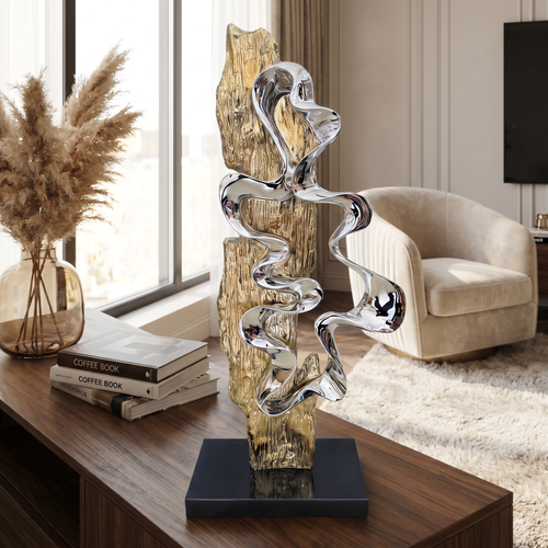 Abstract Fluidity Metallic Sculpture
