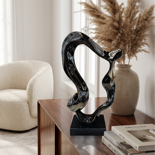 Elegant Black Obsidian Loop Sculpture
