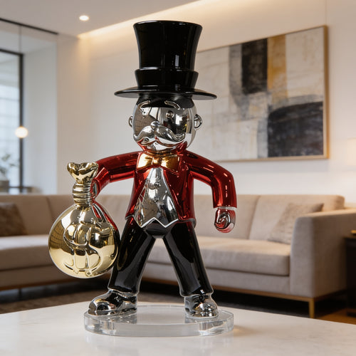 Chrome & Gold Finish Wealth Mascot Statue