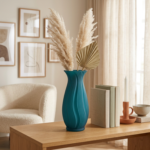 Elegant Ribbed Matte Resin Vase