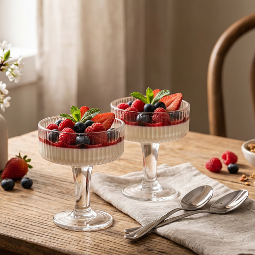 Artisan Ribbed Crystal Dessert Coupe Set of 2