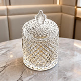 Vintage Diamond-Cut Glass Candy Jar with Lidded Finial