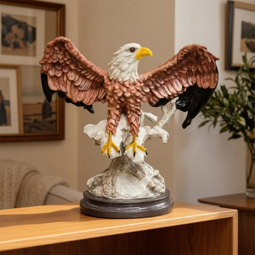 Majestic Soaring Eagle Hand-Painted Sculpture