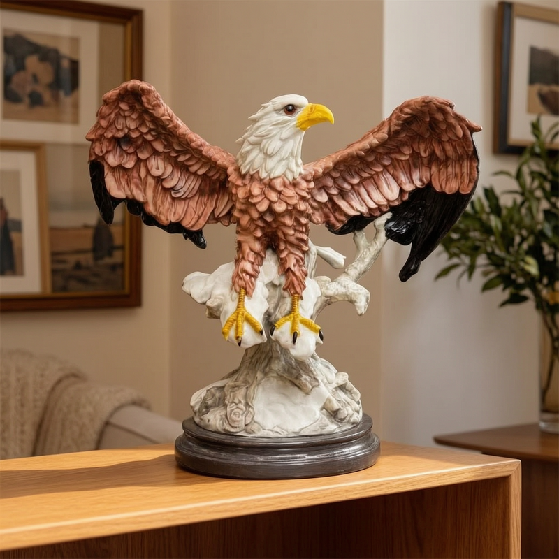 Majestic Soaring Eagle Hand-Painted Sculpture