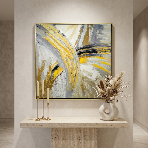 Gilded Horizon Textured Abstract Artwork