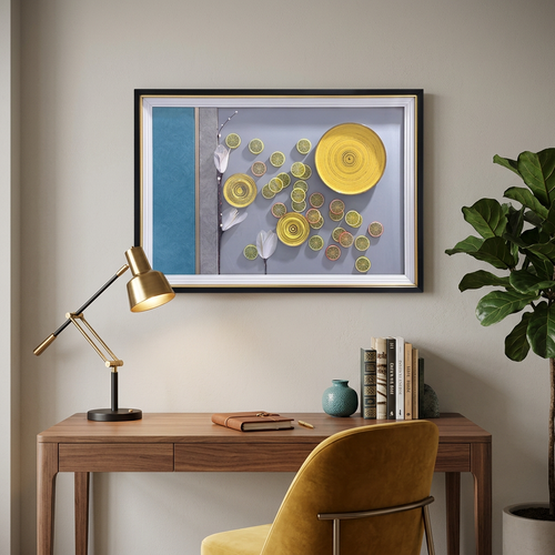 Modern 3D Abstract Citrus & Floral Framed Wall Art