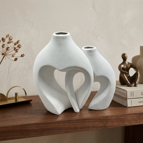 Modernist Heart Interlocking Vase Set of 2