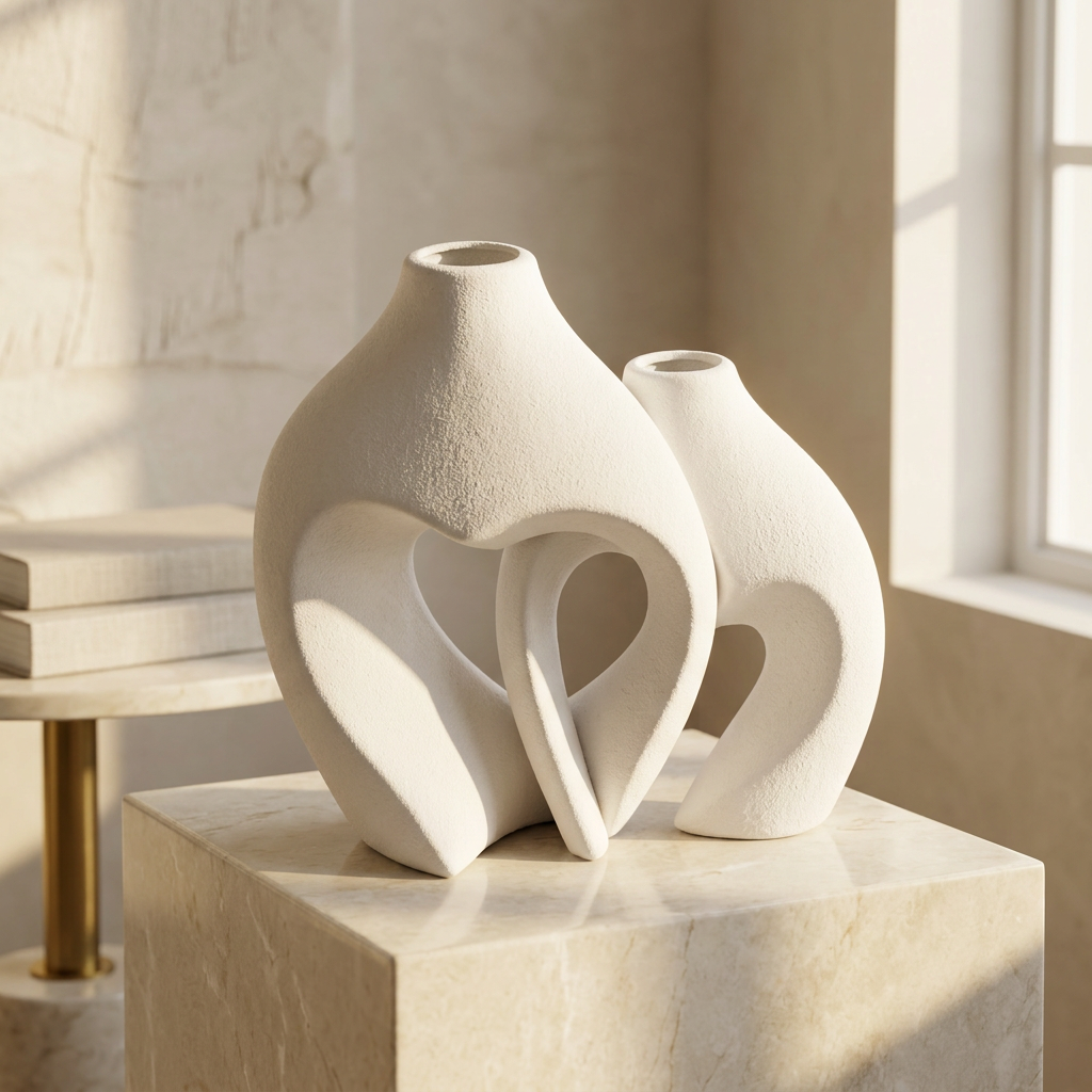 Modernist Heart Interlocking Vase Set of 2