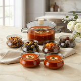 Imperial Tinted Smoked Glass Bowl Set with Lid 7 Piece
