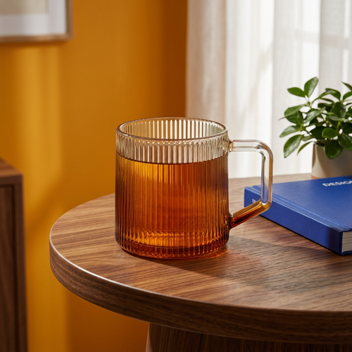 Golden Dusk Ribbed Glass Set of 6