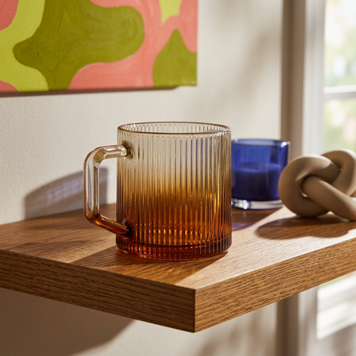 Golden Dusk Ribbed Glass Set of 6