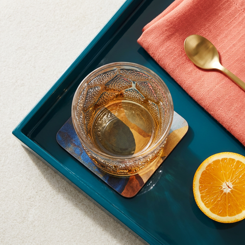 Golden Amber Ice-Textured Rocks Glass Set of 6