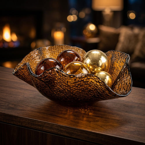 Elegant Aura Textured Glass Wave Bowl