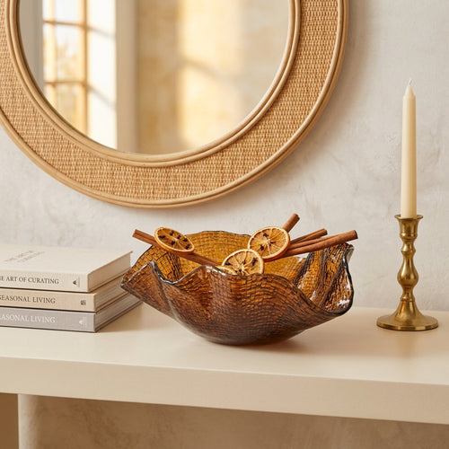 Elegant Aura Textured Glass Wave Bowl