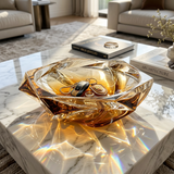 Elegant Hexagonal Amber Crystal Glass Bowl