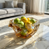 Elegant Amber Hexagonal Crystal Glass Urn Bowl
