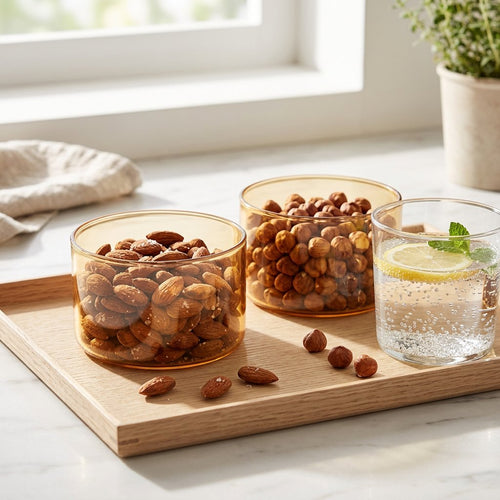 Amber Glow Minimalist Glass Bowls Set of 6