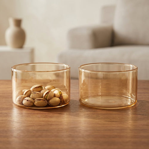 Amber Glow Minimalist Glass Bowls Set of 6