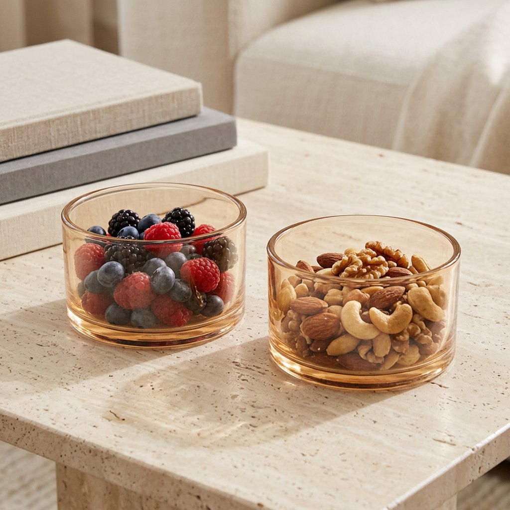 Amber Glow Minimalist Glass Bowls Set of 6