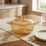 Honey Iridescent Glass Covered Casserole & Serving Bowl