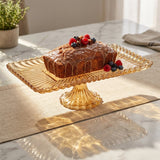 Amber Tinted Glass Serving Tray with Scalloped Rim 14 Inch