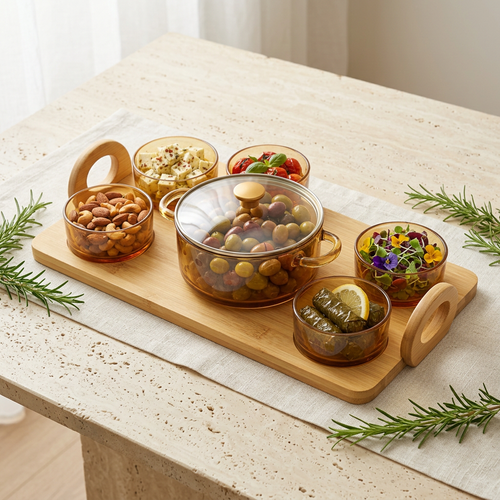 Premium Amber Glass Soup Serving Set 8 Piece