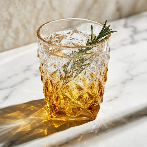 Elegant Amber Gold Base Glasses Set of 6