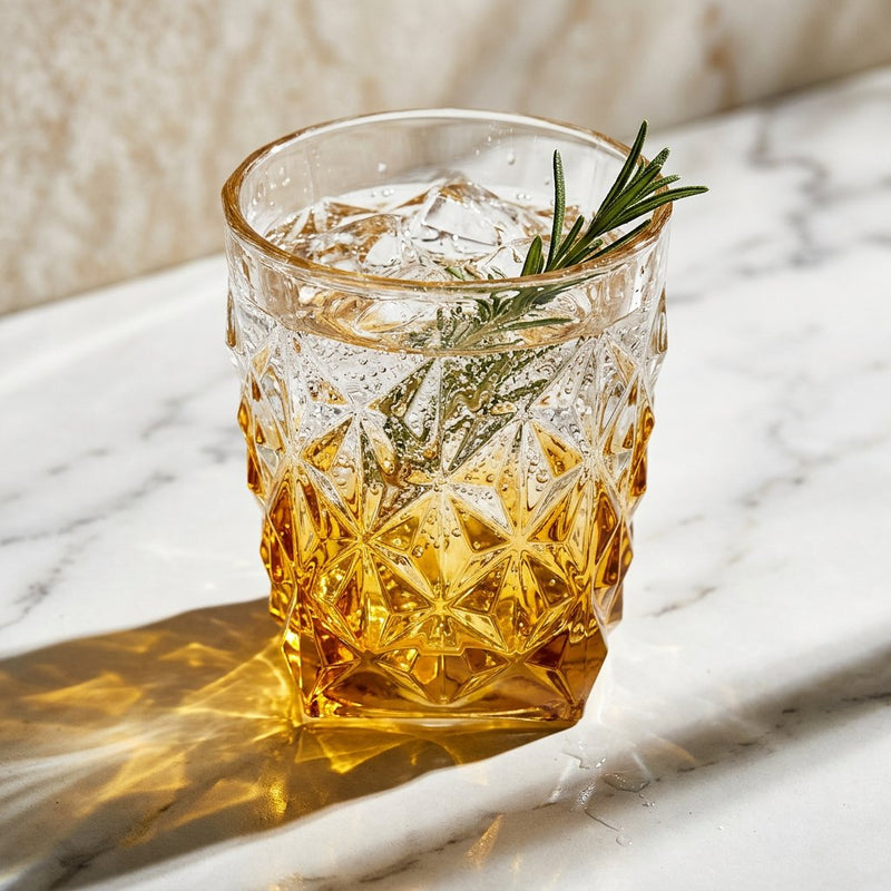 Elegant Amber Gold Base Glasses Set of 6