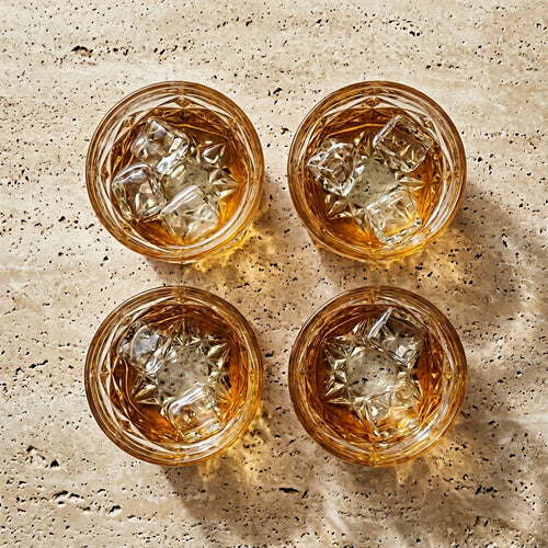 Elegant Amber Gold Base Glasses Set of 6