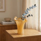 Elegant Honey Amber Art Glass Vase