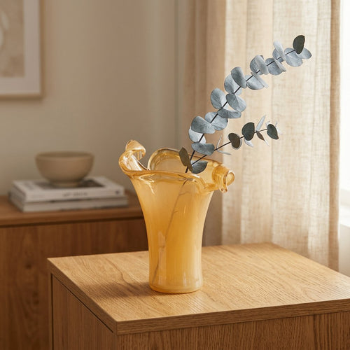 Elegant Honey Amber Art Glass Vase