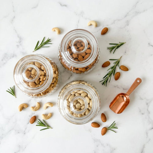 Elegant Hampton Glass Spice & Snack Canister Trio