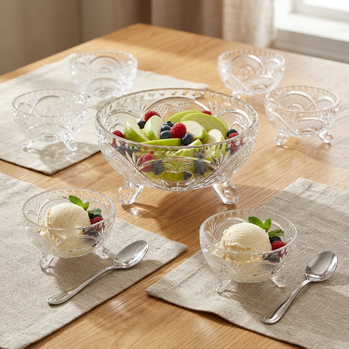 Modern Green Apple Glass Serving Bowl Set of 7
