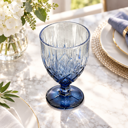 Midnight Blue Textured Glass Set of 3