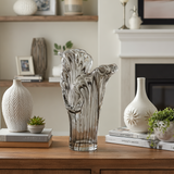 Elegant Charcoal Ribbon Glass Vase