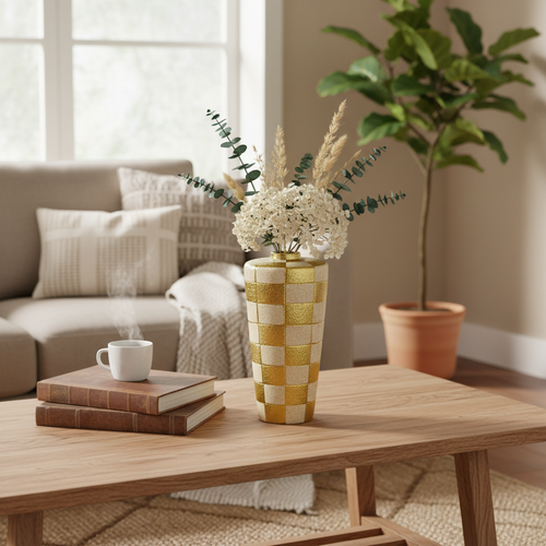 Aurelia Checkered Artisan Vase