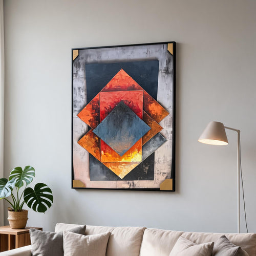 Prism Fire Framed Geometric Art