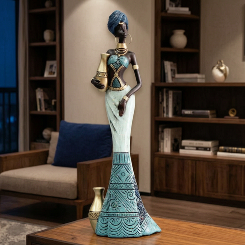 African Woman Figurine with Water Pots