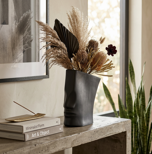 Matte Black Cubist Profile Vase