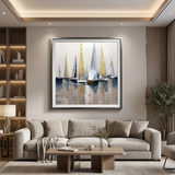 Golden Regatta Abstract Framed Wall Art