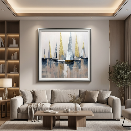 Golden Regatta Abstract Framed Wall Art