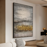 Gilded Horizon Abstract Framed Canvas Art