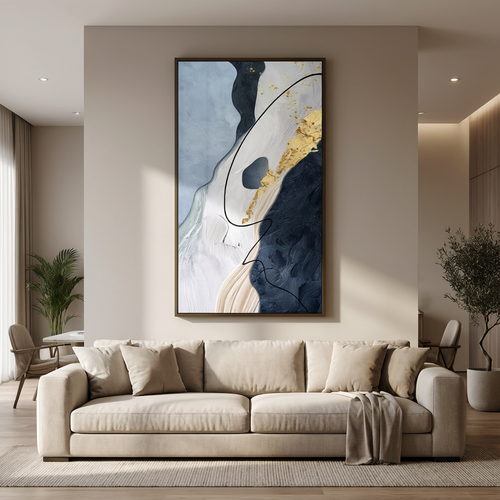 Modern Abstract Blue & Gold Canvas Wall Art