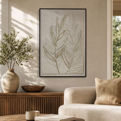 Elegant Botanical Textured Canvas Wall Art